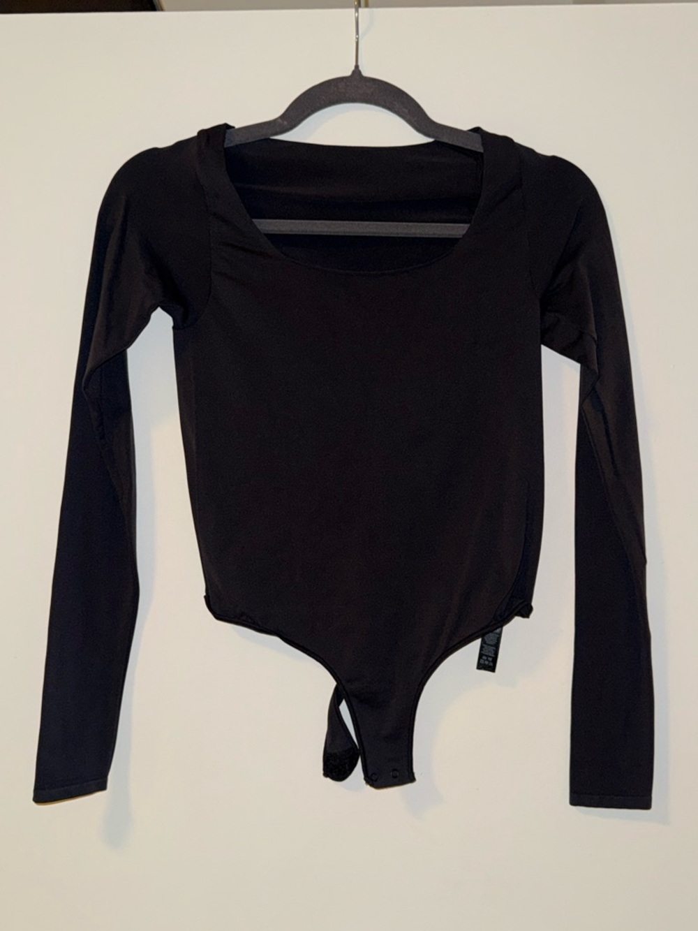 SKIMS Black Long-Sleeve Scoop Neck Bodysuit